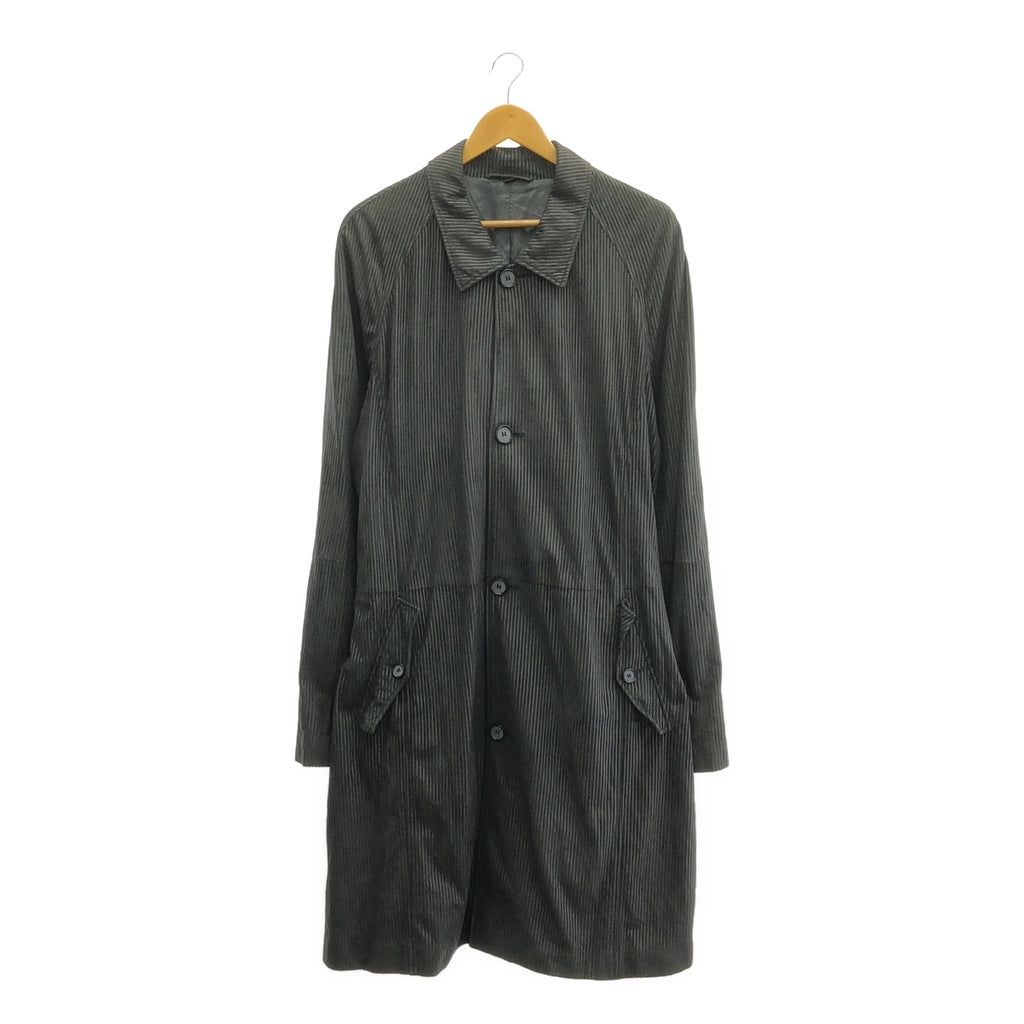 GIORGIO ARMANI / ジョルジオアルマーニ | ラムレザー ストライプ トレンチコート | 56 | ネイビー | メンズ