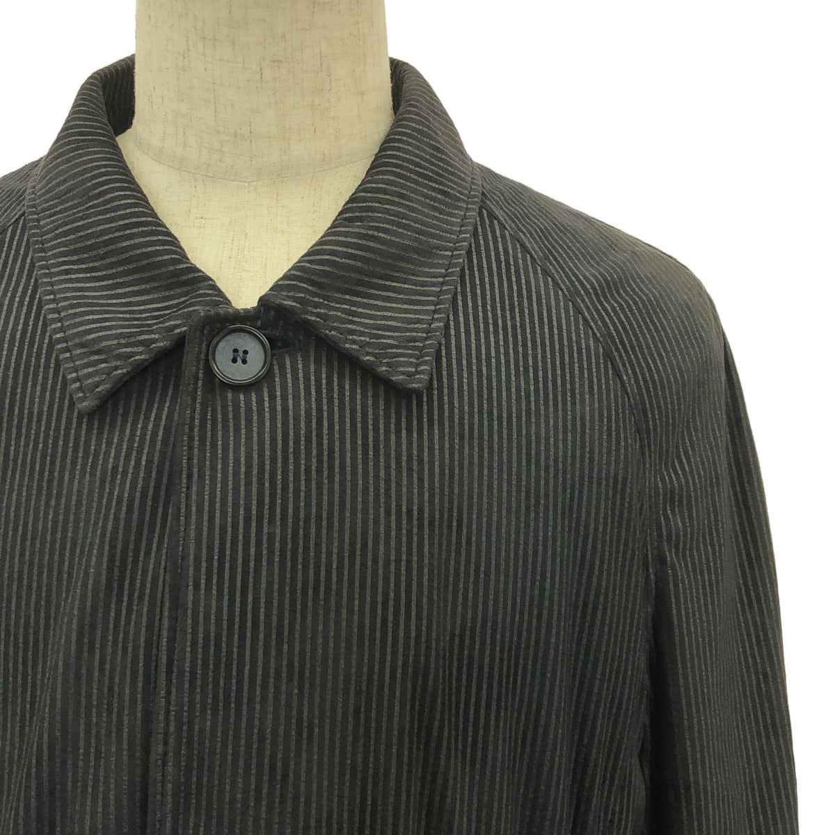 GIORGIO ARMANI / ジョルジオアルマーニ | ラムレザー ストライプ トレンチコート | 56 | ネイビー | メンズ
