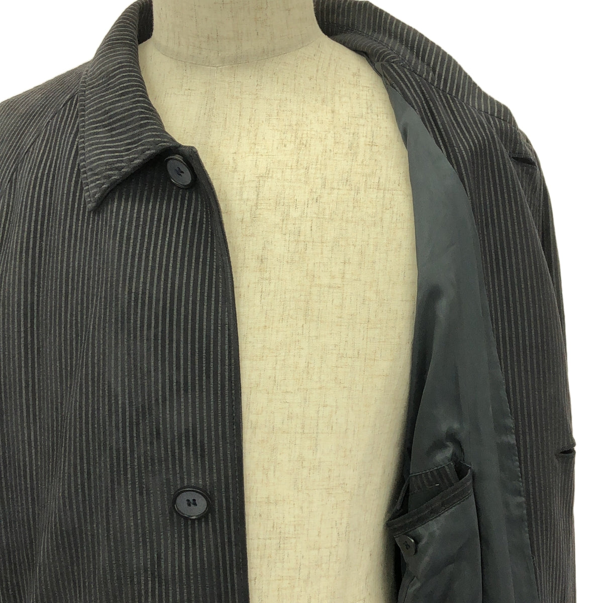 GIORGIO ARMANI / ジョルジオアルマーニ | ラムレザー ストライプ トレンチコート | 56 | ネイビー | メンズ