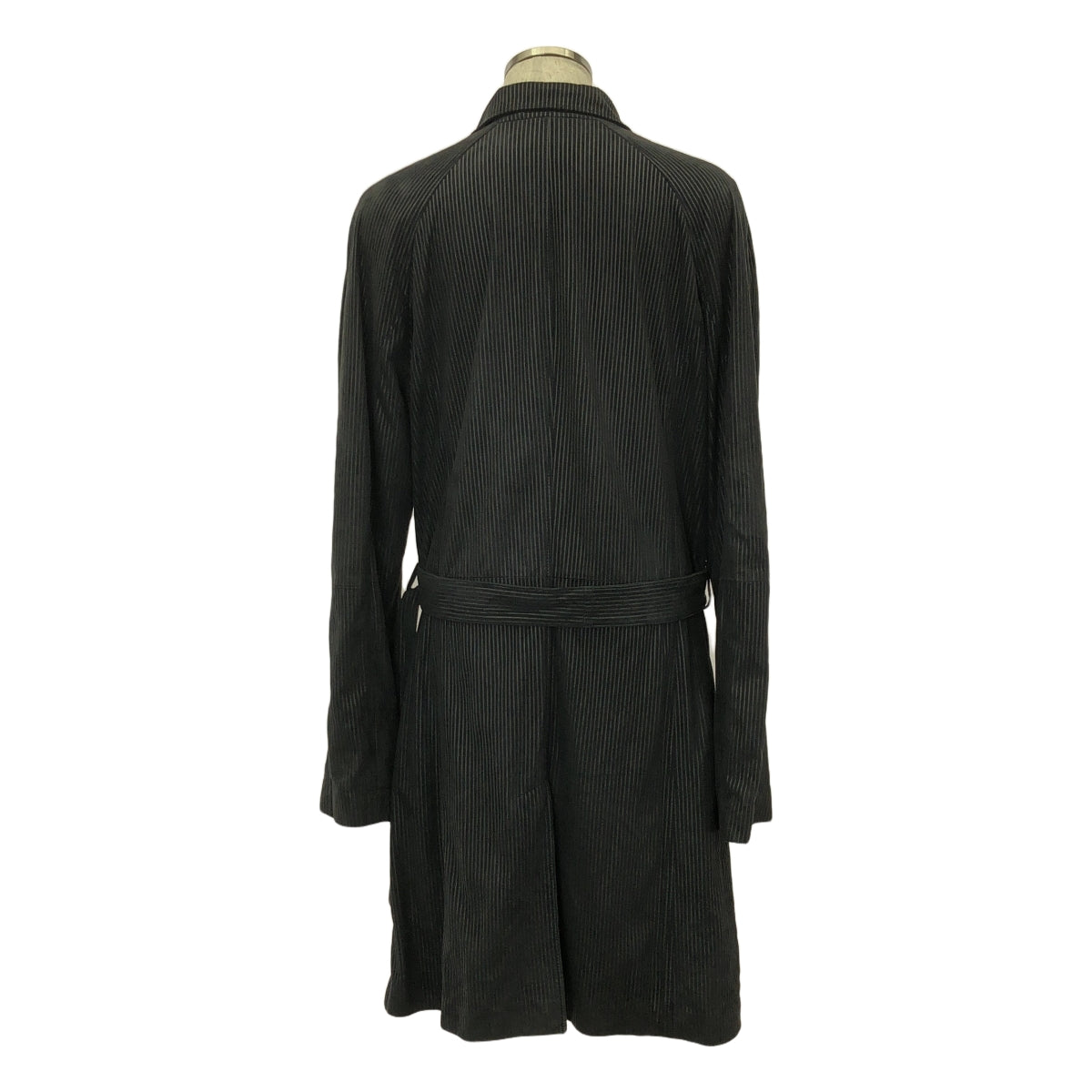 GIORGIO ARMANI / ジョルジオアルマーニ | ラムレザー ストライプ トレンチコート | 56 | ネイビー | メンズ