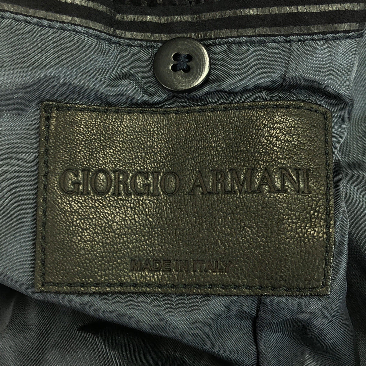 GIORGIO ARMANI / ジョルジオアルマーニ | ラムレザー ストライプ トレンチコート | 56 | ネイビー | メンズ