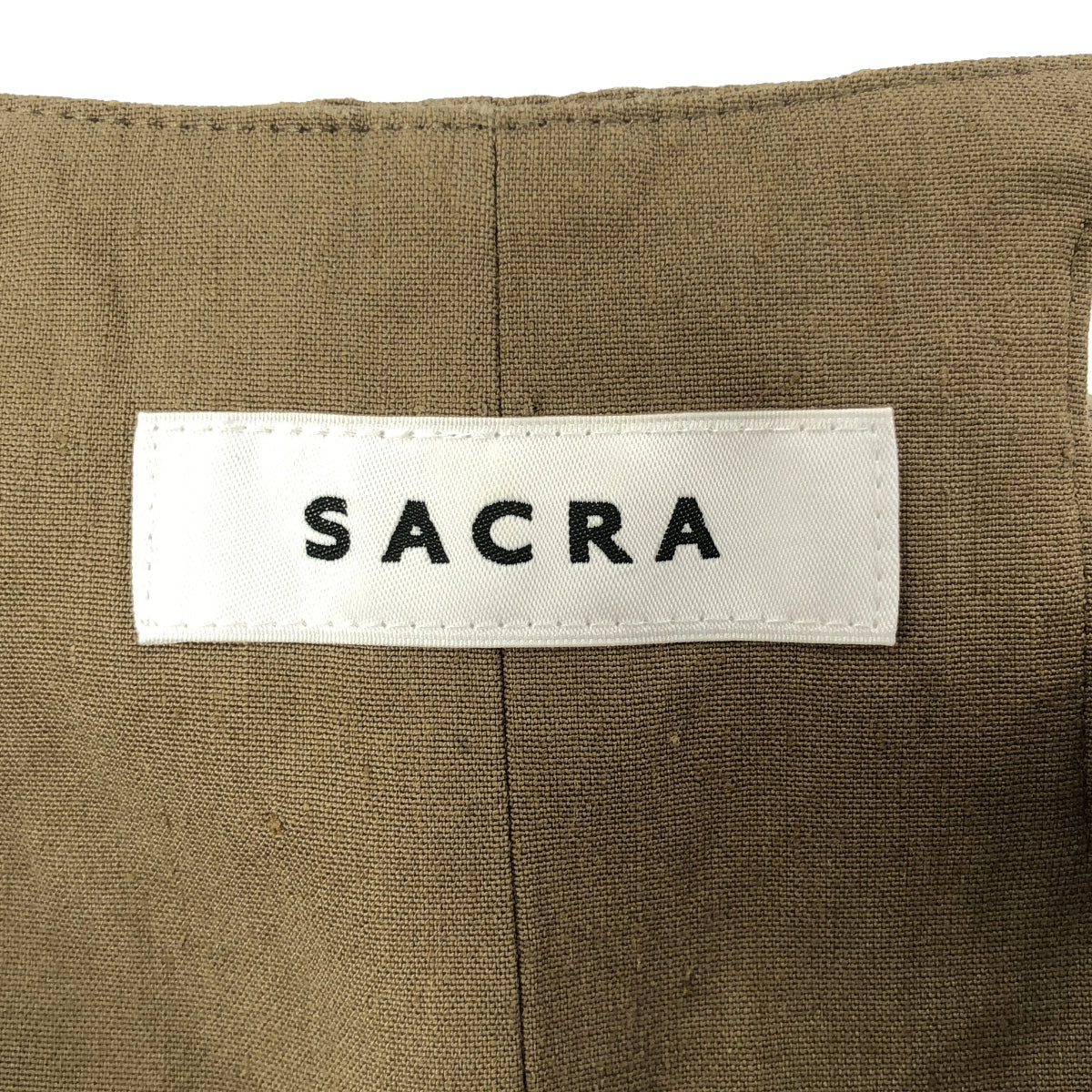 SACRA / 사쿠라 | VISCOSE LINEN OP / 비스코스 린넨 원피스 / 백 리본 점퍼 스커트 | 38 | 카키 시스템 | 여성