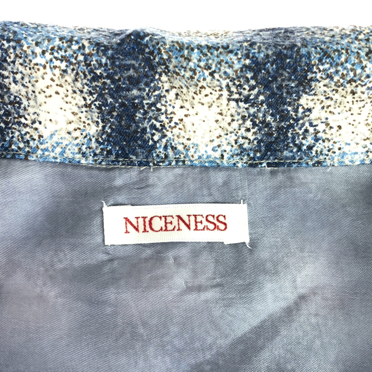 [Good Condition] NICENESS | 2024SS | KURT Printed Silk Flannel Check Shirt | M | Blue | Men's