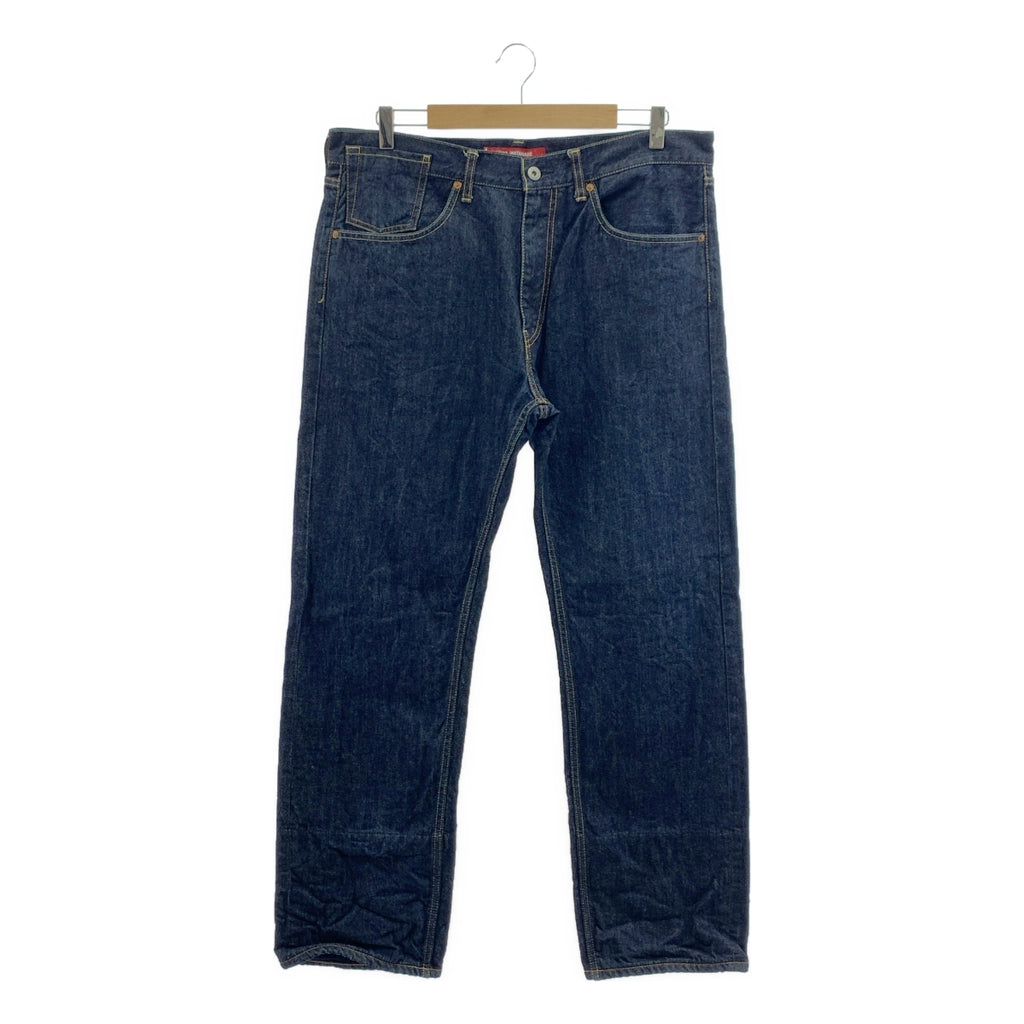 JUNYAWATANABE COMMEdesGARCONS MAN / 준야와타나베만 | 2013AW | × Levi's / 리바이스 가죽 패치 롤업 체크 데님 팬츠 | L | 인디고 | 남성