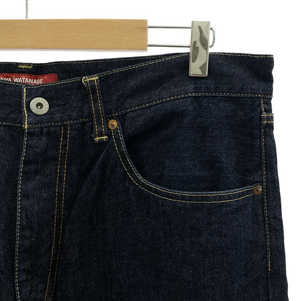 JUNYAWATANABE COMMEdesGARCONS MAN / 준야와타나베만 | 2013AW | × Levi's / 리바이스 가죽 패치 롤업 체크 데님 팬츠 | L | 인디고 | 남성