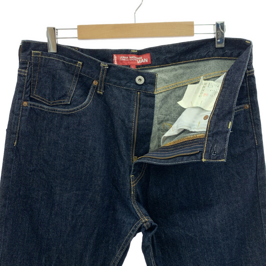 JUNYAWATANABE COMMEdesGARCONS MAN / 준야와타나베만 | 2013AW | × Levi's / 리바이스 가죽 패치 롤업 체크 데님 팬츠 | L | 인디고 | 남성