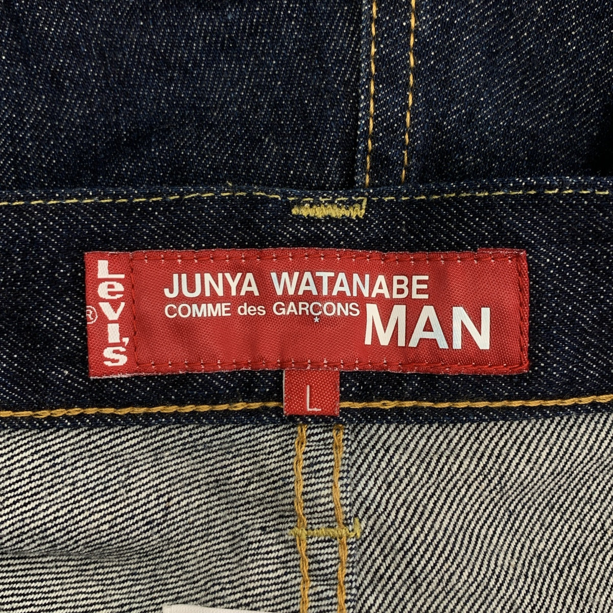 JUNYAWATANABE COMMEdesGARCONS MAN / 준야와타나베만 | 2013AW | × Levi's / 리바이스 가죽 패치 롤업 체크 데님 팬츠 | L | 인디고 | 남성