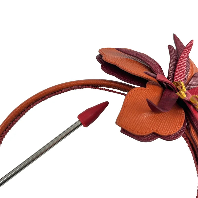 PRADA / プラダ | サフィアーノ レザー フラワーヘアバンド |