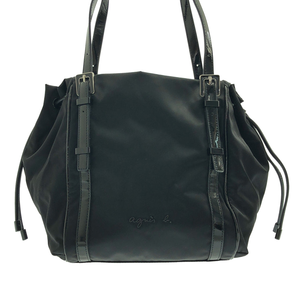 Agnes b. / アニエスベー | ナイロン ロゴ ハンド トートバッグ | ブラック | レディース