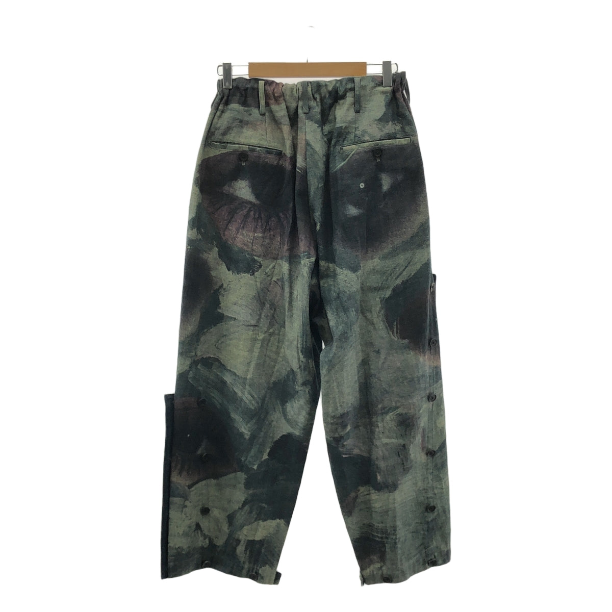 YOHJI YAMAMOTO POUR HOMME / ヨウジヤマモトプールオム | 2021SS | 脇釦絵 総柄 ドローストリング ワイド パンツ | 2 | メンズ