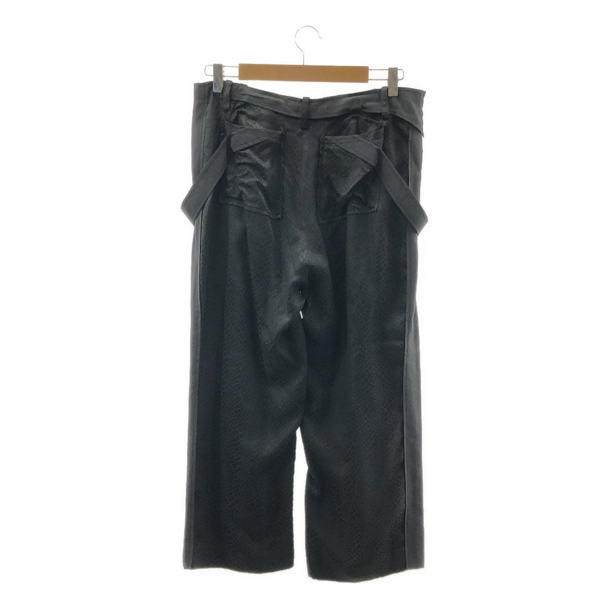 BALENCIAGA / バレンシアガ | silk 100％ / シルク 総柄 パッチ ワイド スラックスパンツ | 38 | ブラック | レディース