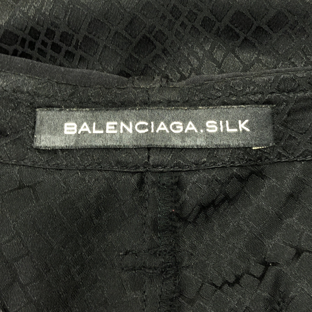 BALENCIAGA / バレンシアガ | silk 100％ / シルク 総柄 パッチ ワイド スラックスパンツ | 38 | ブラック | レディース