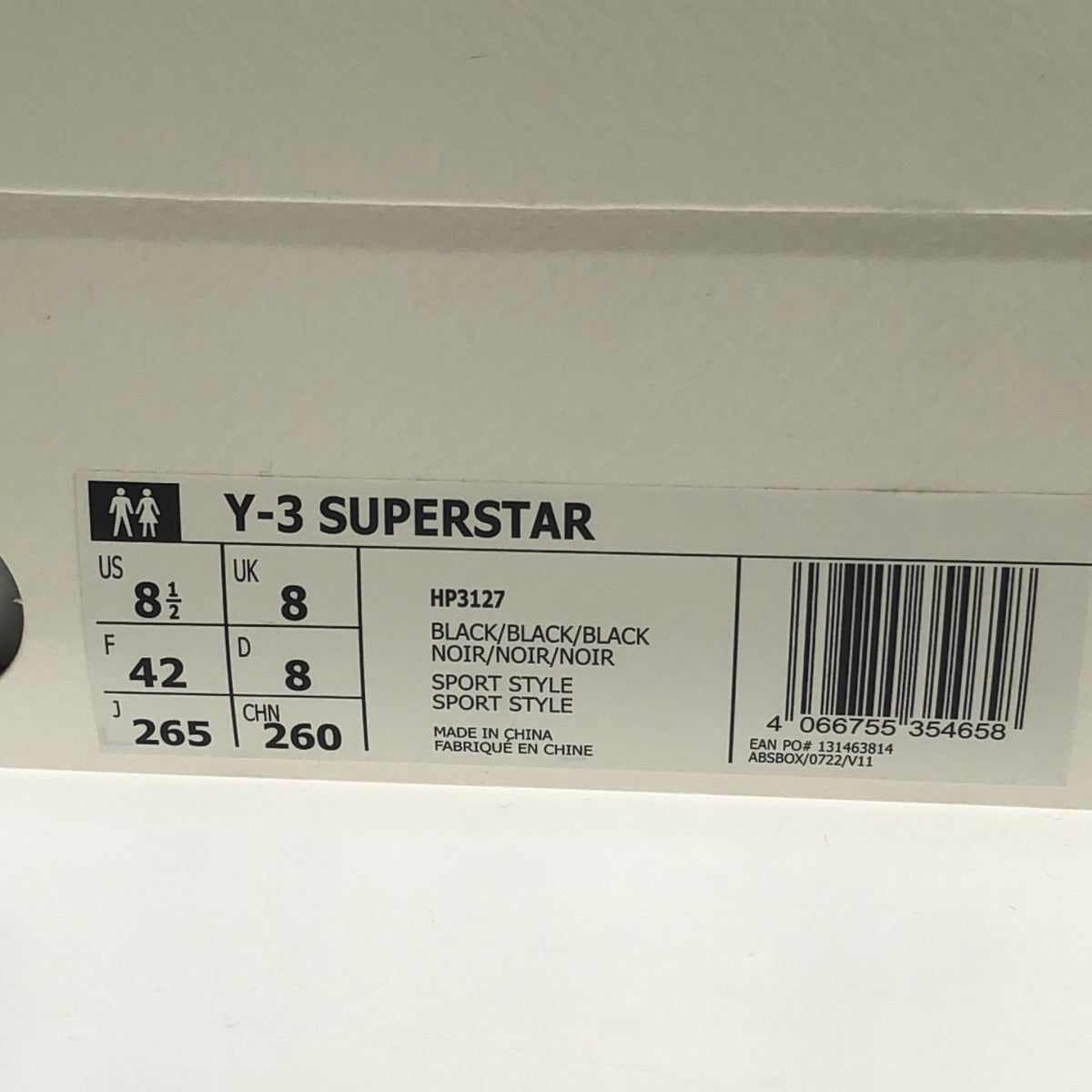 [Good Condition] Y-3 | HP3127 SUPERSTAR Sneakers | 26.5cm | Black | Men's