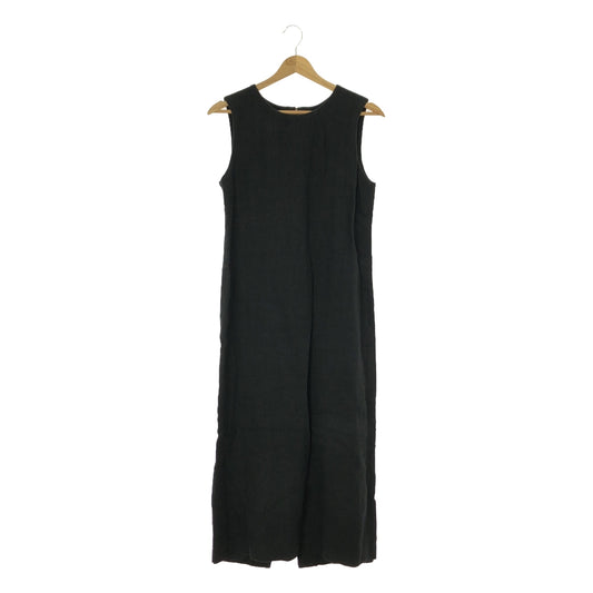 SEA | Linen Concho Button Sleeveless Dress | F | Black | Women's