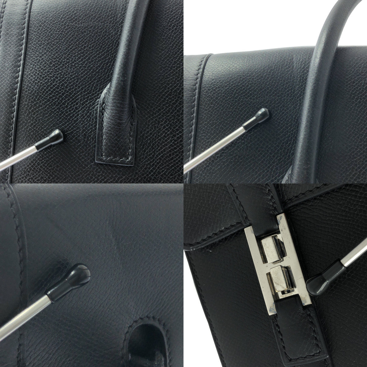 HERMES / 헤르메스 | 드래그 32 G 각인 실버 브래킷 핸드백 | 블랙 | 여성