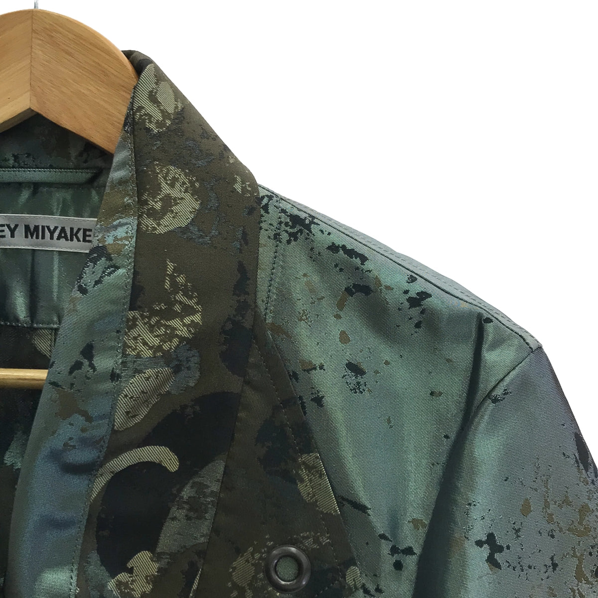 ISSEY MIYAKE / イッセイミヤケ | 総柄 ドルマンスリーブ シングルジップ ジャケット | 2 | グリーン | レディース