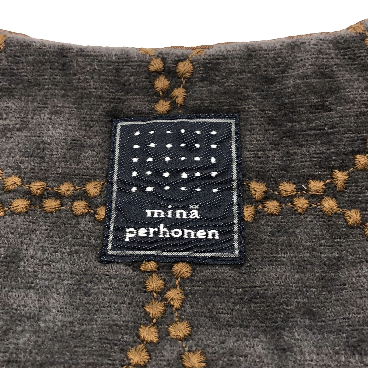 【美品】  mina perhonen / ミナペルホネン | tambourine タンバリン 刺しゅう ウール混 エッグ ハンドバッグ | グレー | レディース
