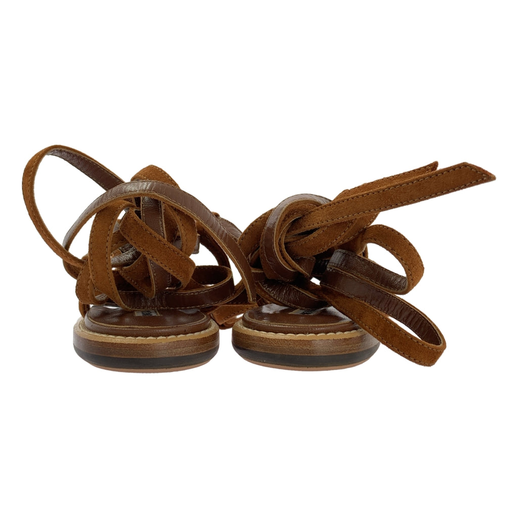 MANOLO BLAHNIK / Manolo Branik | 플랫 가죽 레이스 업 샌들 | 35 1/2 |