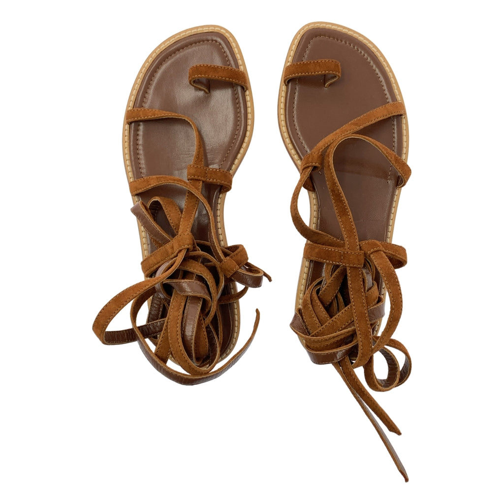 MANOLO BLAHNIK / Manolo Branik | 플랫 가죽 레이스 업 샌들 | 35 1/2 |