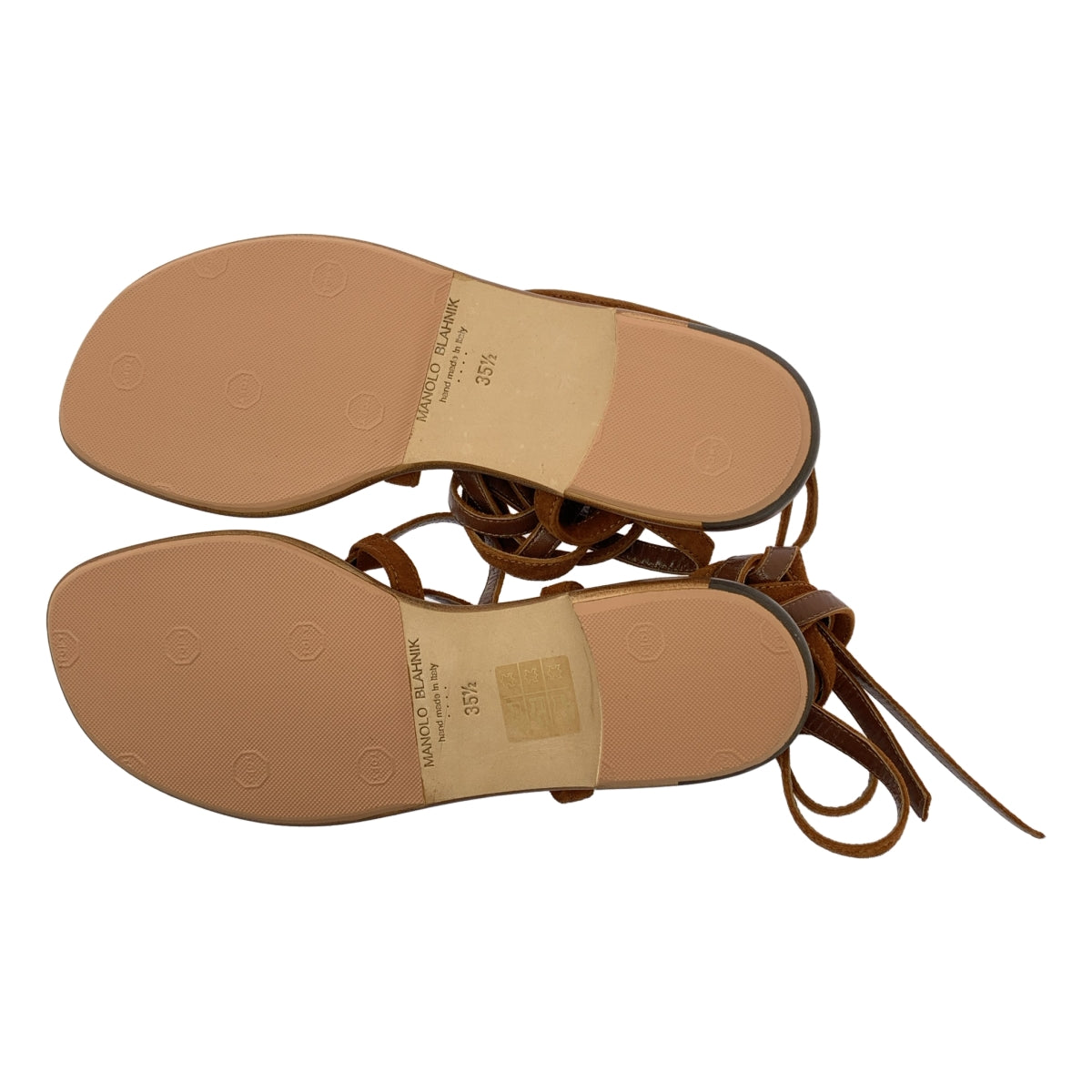 MANOLO BLAHNIK / Manolo Branik | 플랫 가죽 레이스 업 샌들 | 35 1/2 |