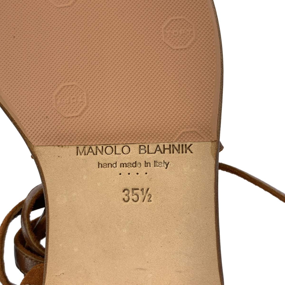 MANOLO BLAHNIK / Manolo Branik | 플랫 가죽 레이스 업 샌들 | 35 1/2 |