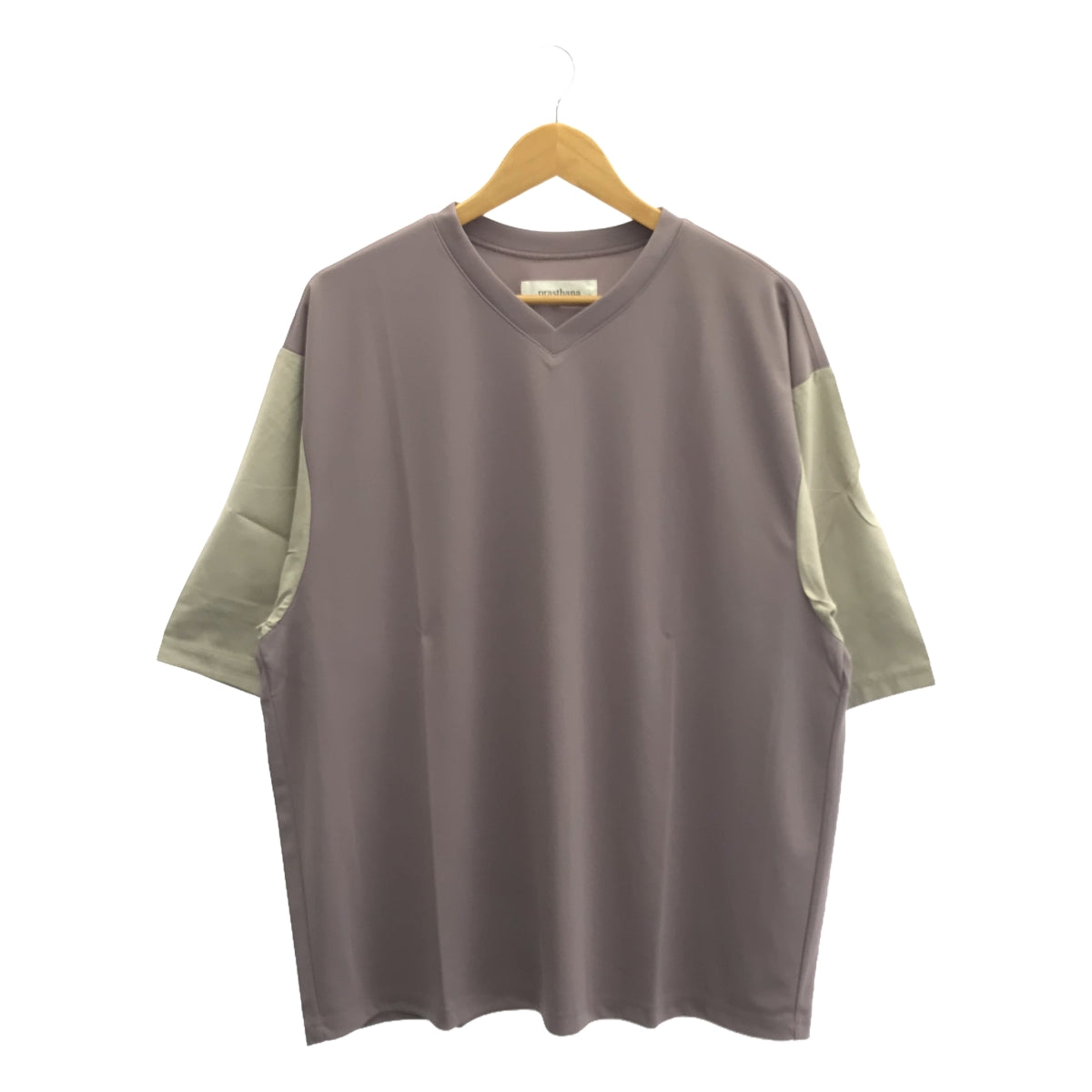 【新品】  prasthana / プラスターナ | bi-color v neck Tシャツ | M | パープル系 | メンズ