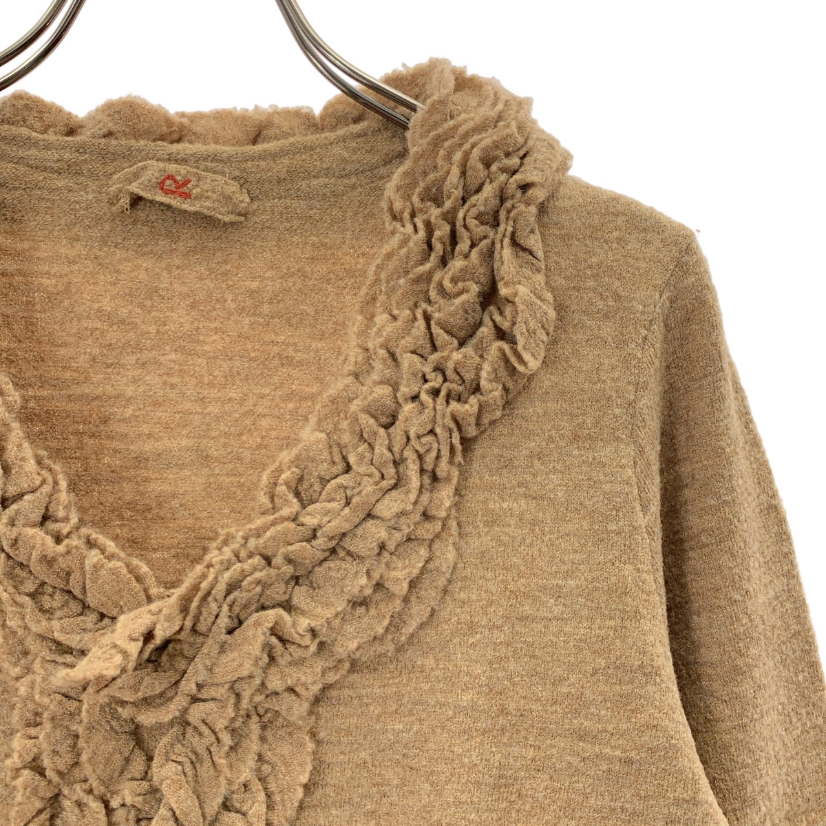 45r / フォーティファイブアール | ウール フリル Vネック ニット | ブラウン | レディース