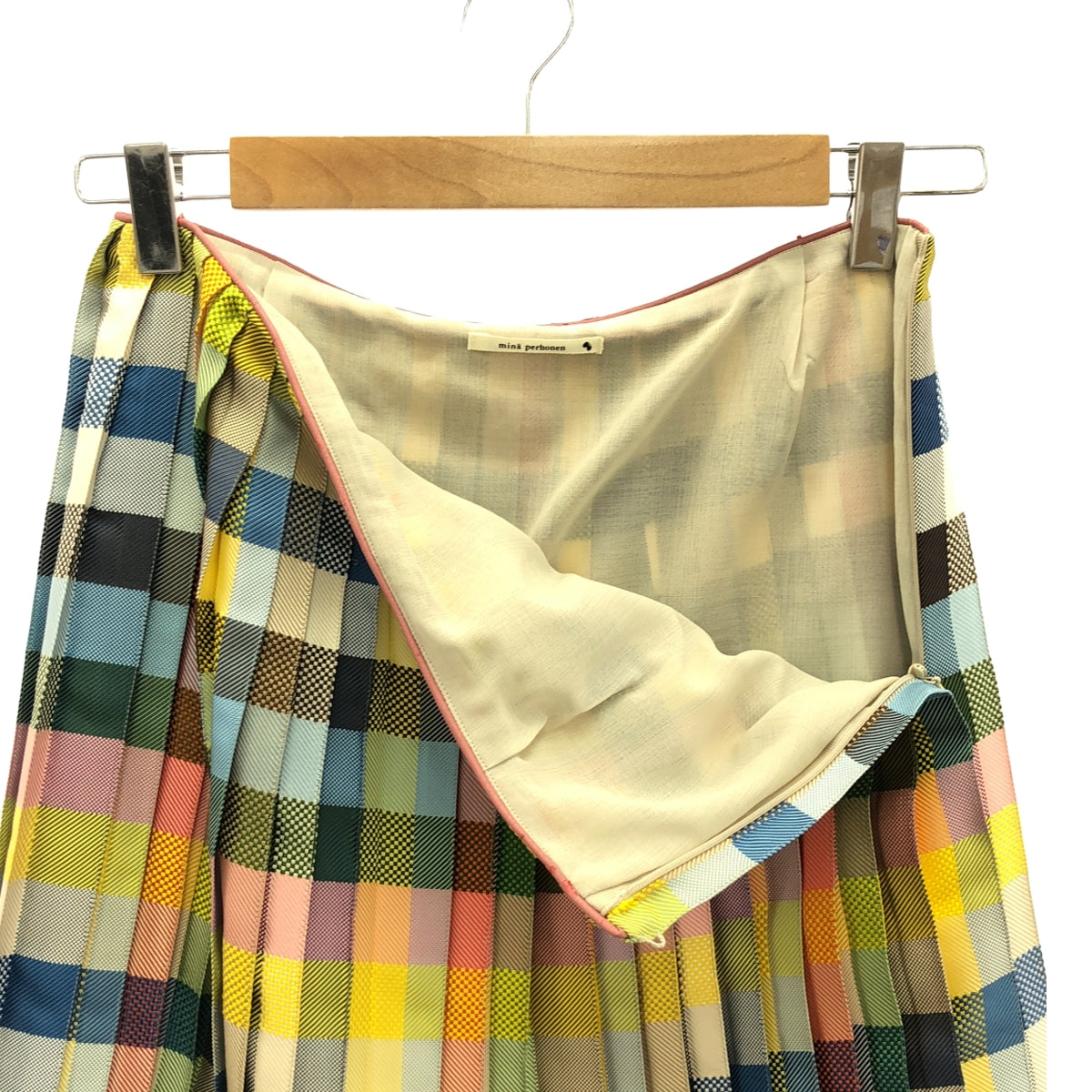 mina perhonen / ミナペルホネン | multicheck / プリーツ スカート / 裏地付き | マルチカラー | レディース