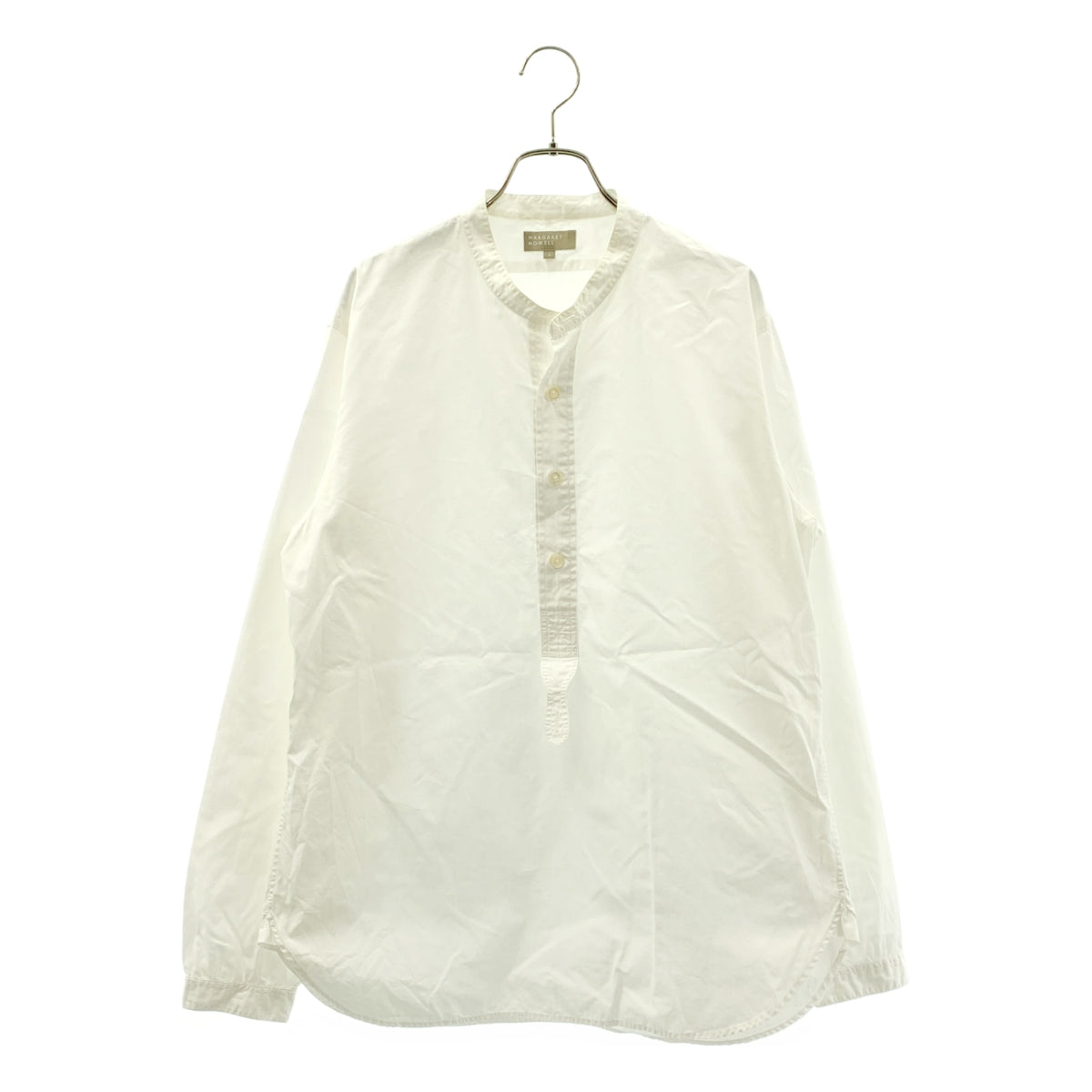 MARGARET HOWELL / マーガレットハウエル | コットン バンドカラー プルオーバーシャツ | L | ホワイト | メンズ