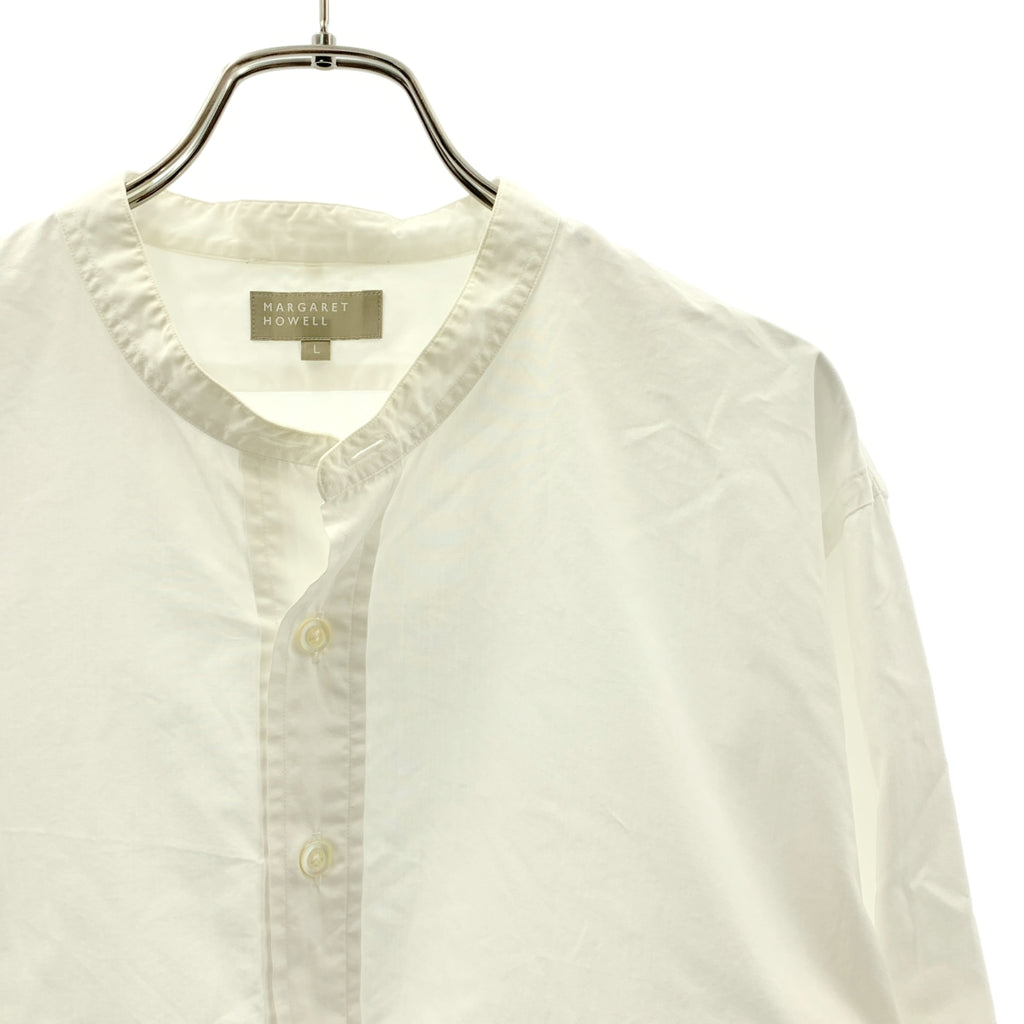 MARGARET HOWELL / マーガレットハウエル | コットン バンドカラー プルオーバーシャツ | L | ホワイト | メンズ
