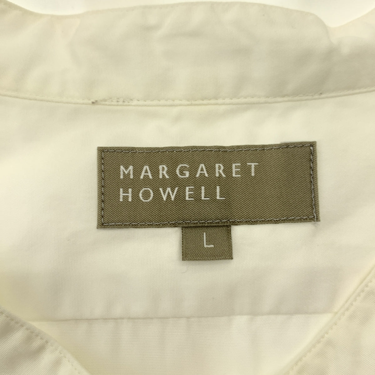 MARGARET HOWELL / マーガレットハウエル | コットン バンドカラー プルオーバーシャツ | L | ホワイト | メンズ