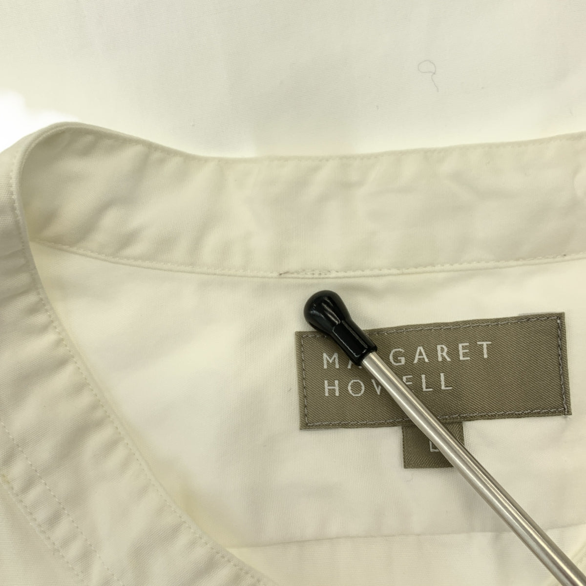 MARGARET HOWELL / マーガレットハウエル | コットン バンドカラー プルオーバーシャツ | L | ホワイト | メンズ