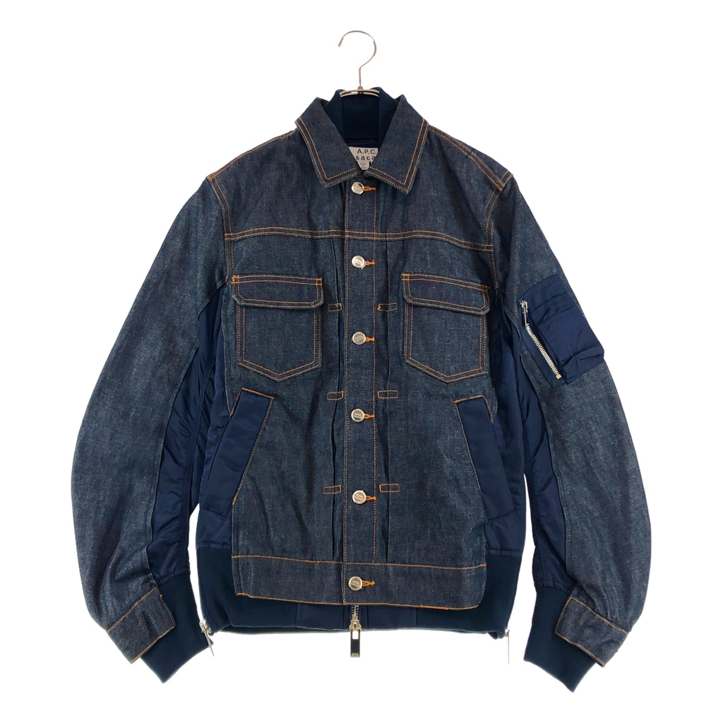 sacai / サカイ | ×A.P.C. / 'EIMI DENIM JACKET'MA-1ドッキング デニムジャケット | XXS | メンズ