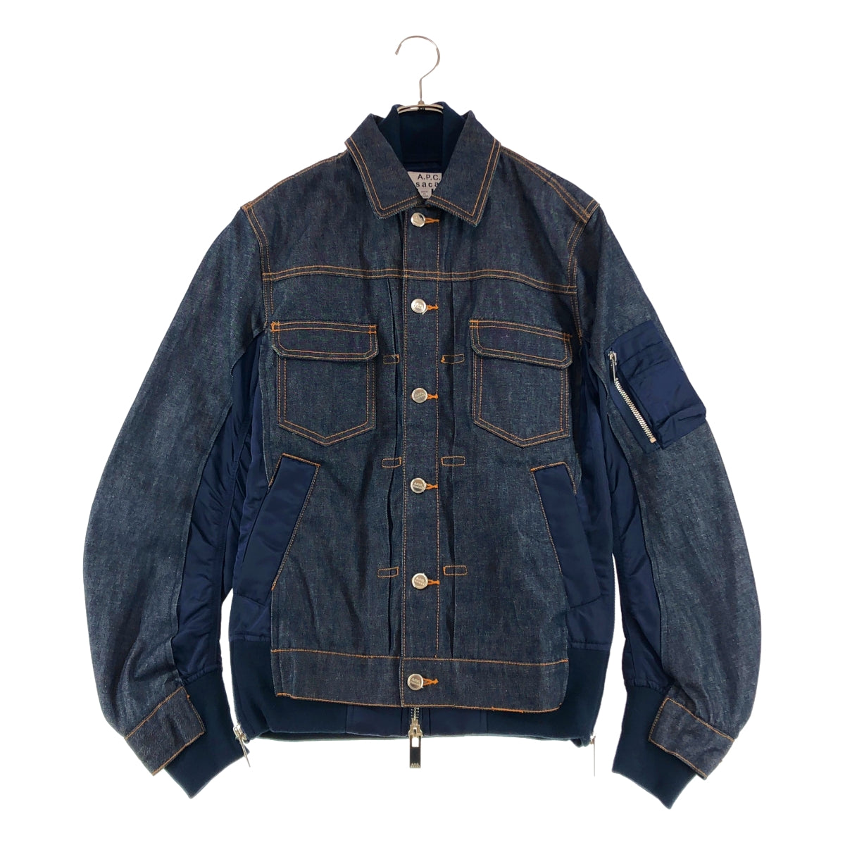 sacai / サカイ | ×A.P.C. / 'EIMI DENIM JACKET'MA-1ドッキング デニムジャケット | XXS | メンズ
