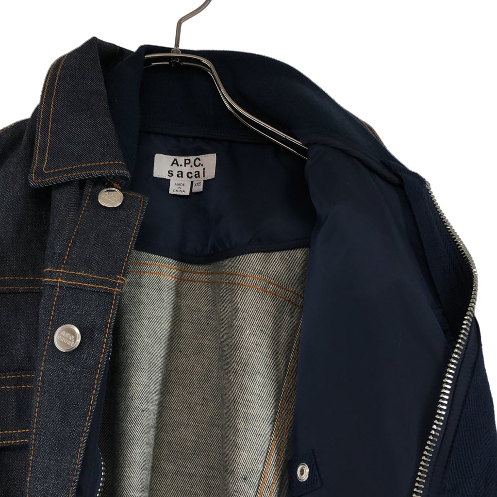 sacai / サカイ | ×A.P.C. / 'EIMI DENIM JACKET'MA-1ドッキング デニムジャケット | XXS | メンズ