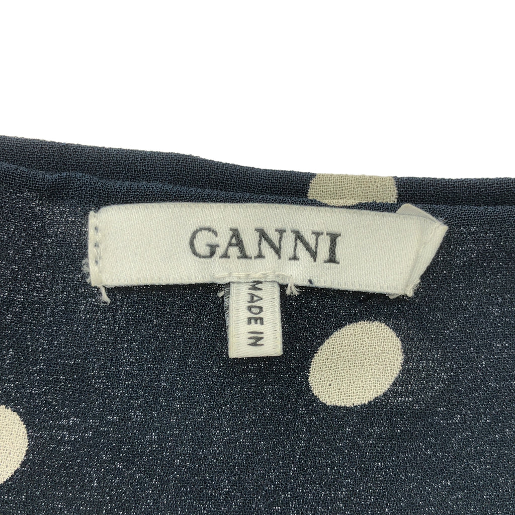 Ganni / ガニー | 総柄 ドット ベルテッド ボリューム ドレス ワンピース / 総裏地 | 36 | レディース