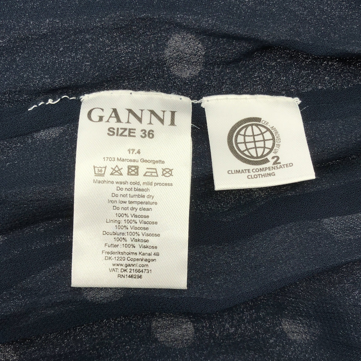 Ganni | 圓點腰帶連身裙，寬鬆，全襯裡 | 尺寸 36 | 女款