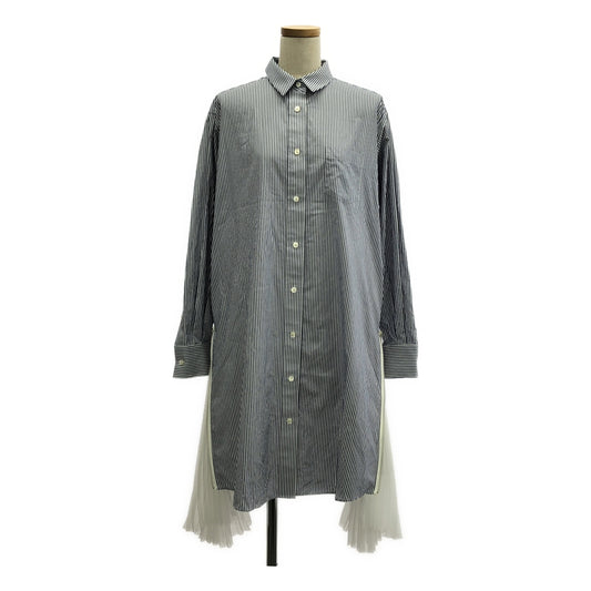 sacai / サカイ | 2020SS | Cotton Poplin Dress  / サイドジップ プリーツ シャツ ドレス ワンピース | 2 | レディース
