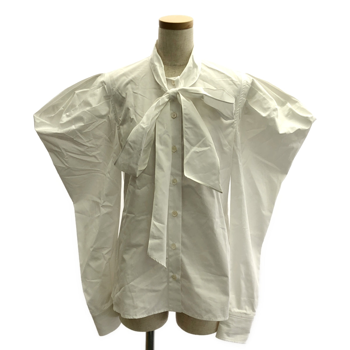 【미품】 STELLA McCARTNEY / 스텔라 맥카트니 | 퍼프 슬리브 보우 타이 오버 셔츠 블라우스 | 36 | 화이트 | 여성