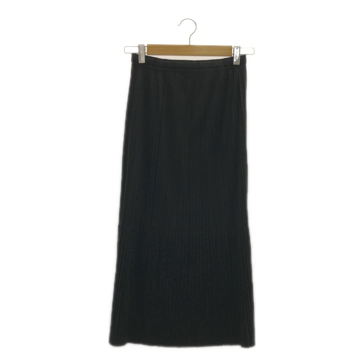 請用褶襉 ISSEY MIYAKE |天鵝絨鬆緊腰長裙 | 1 |黑色 |女性的