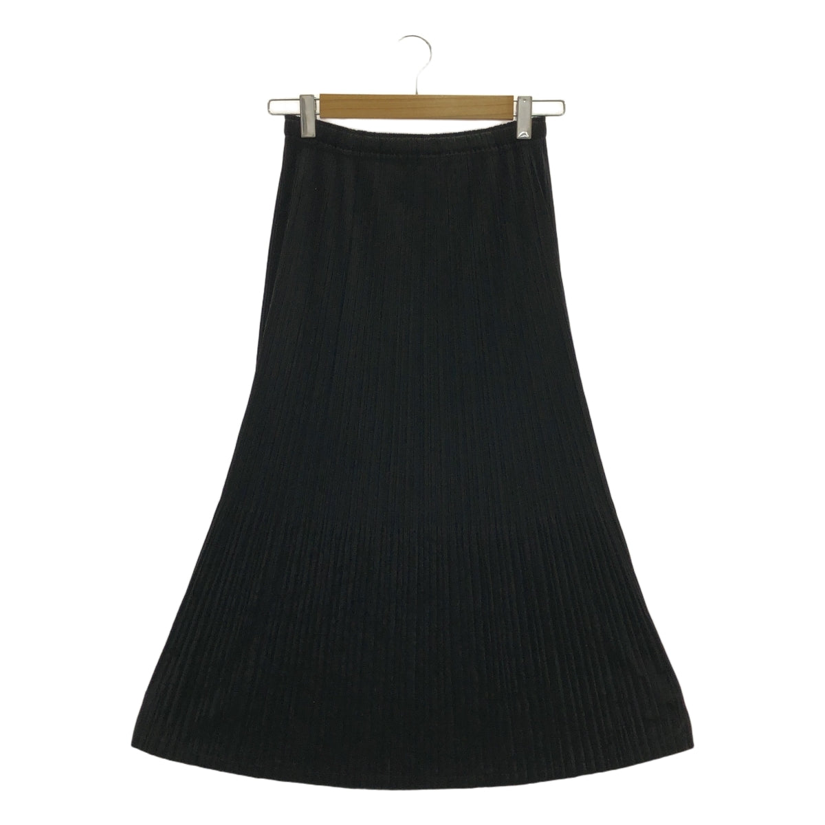 請用褶襉 ISSEY MIYAKE |天鵝絨鬆緊腰長裙 | 1 |黑色 |女性的