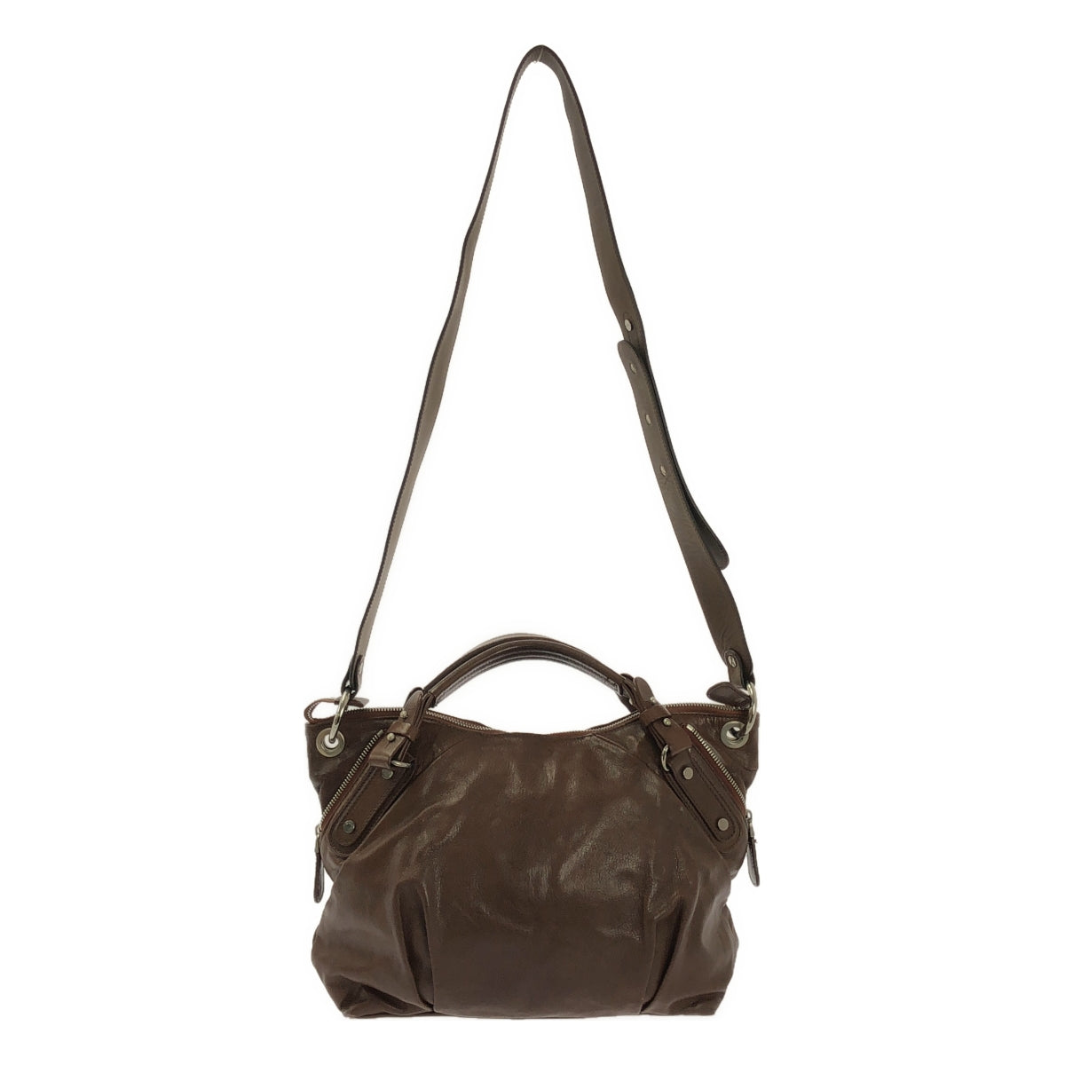 MARNI / マルニ | 2Way レザー バルーン トート ショルダーバッグ | ブラウン | レディース