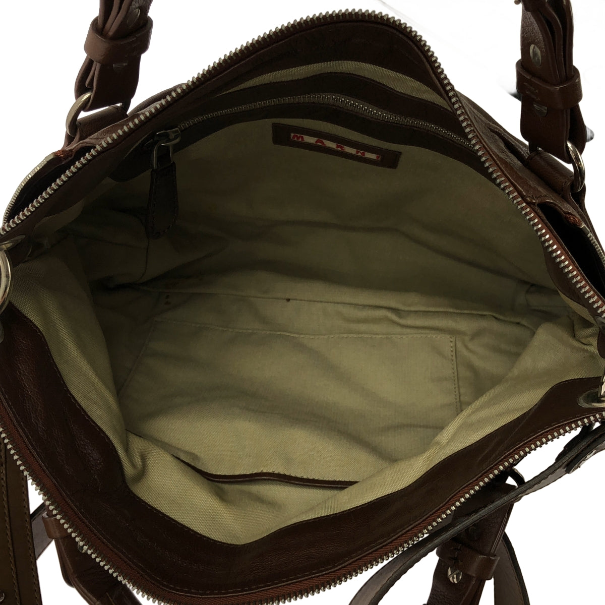 MARNI / マルニ | 2Way レザー バルーン トート ショルダーバッグ | ブラウン | レディース