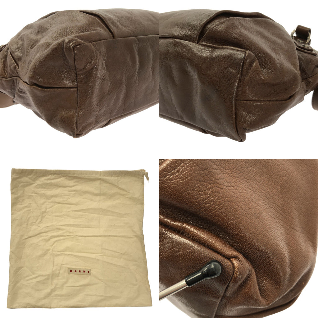 MARNI / マルニ | 2Way レザー バルーン トート ショルダーバッグ | ブラウン | レディース