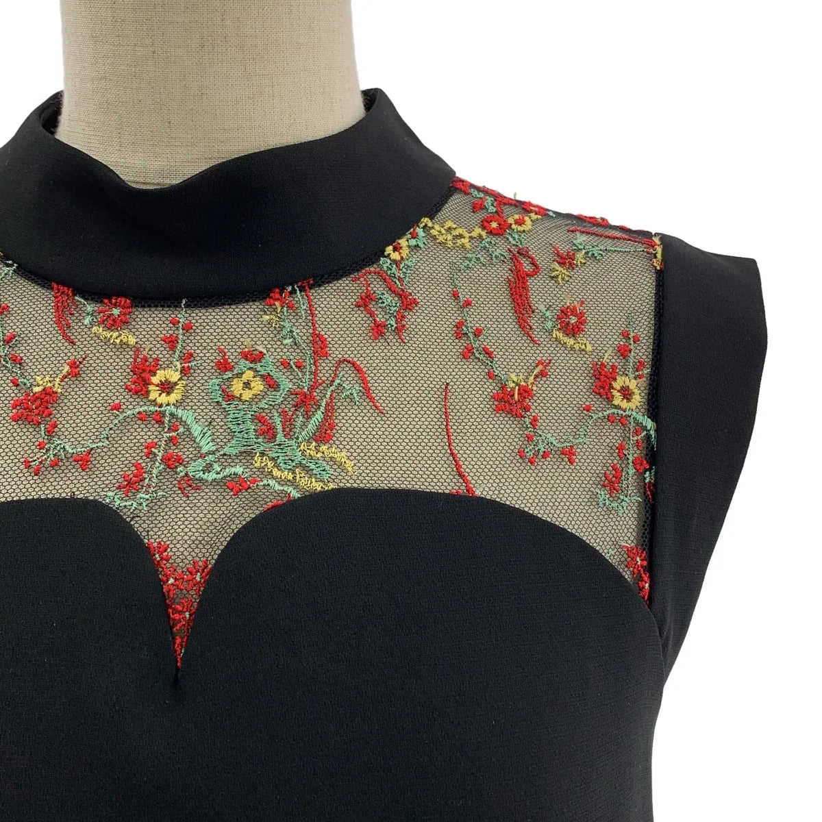 Mame Kurogouchi / マメクロゴウチ | 2024AW | Acetate Polyester Floral Lace-Collar Sleeveless Dress レースカラー スリーブレスドレス ワンピース | 1 | レディース