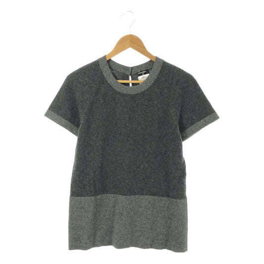 CHANEL | Cashmere, glitter mix, Coco mark button, bicolor short sleeve knit | 38 | Gray | Women's