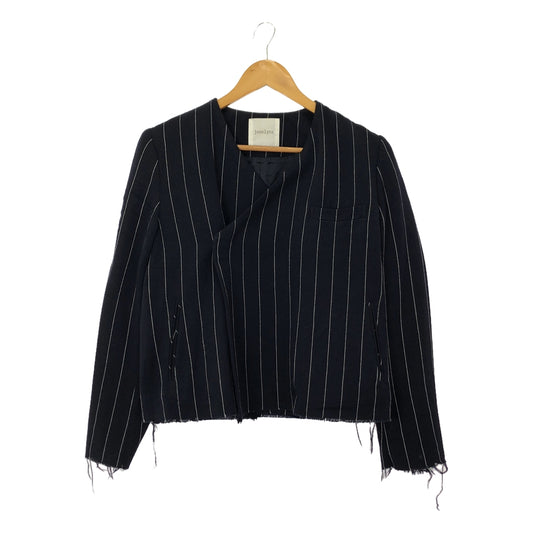 jonnlynx / John Links | STRIPE JACKET Wool cashmere blend no-collar striped jacket | M | Women's