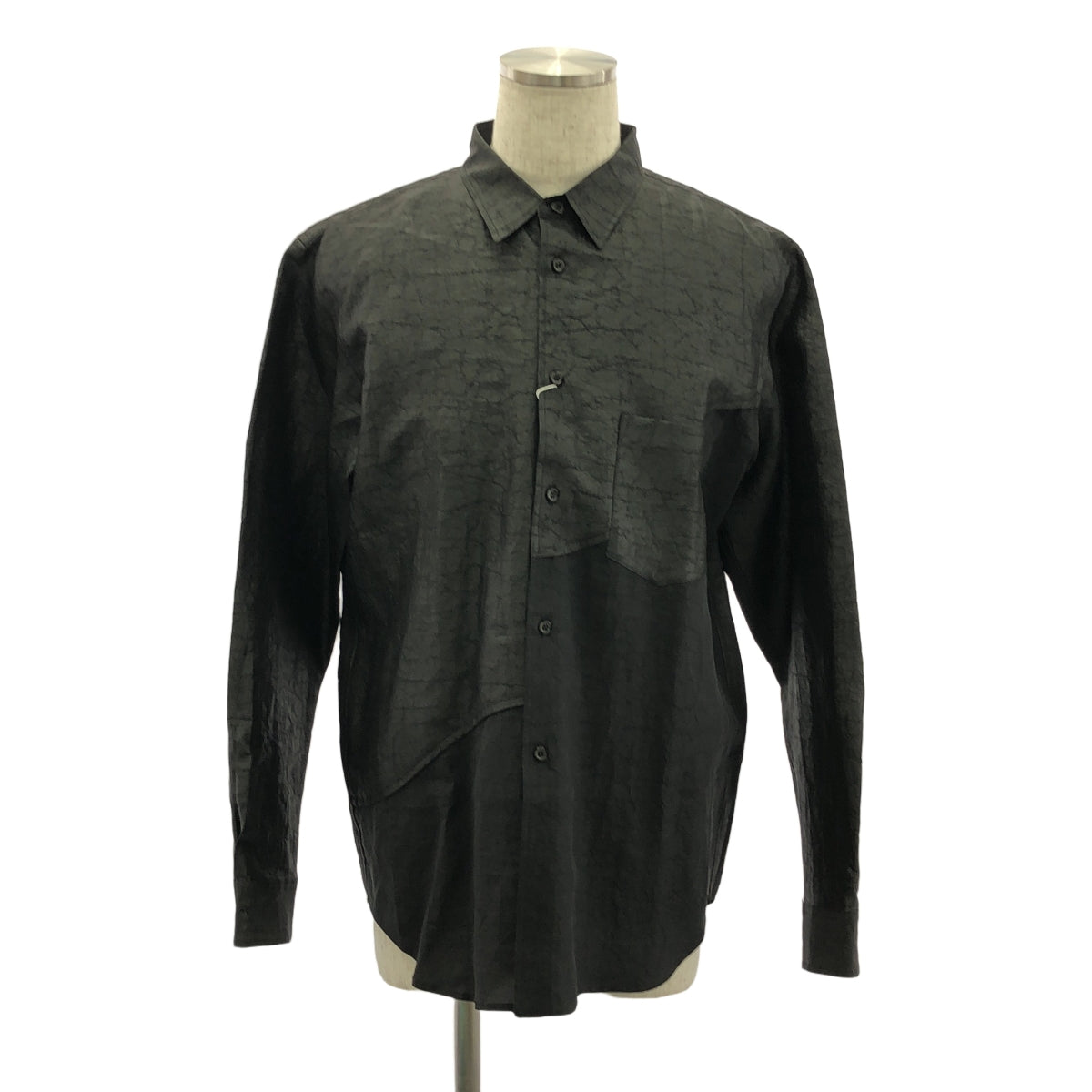 [品相良好] MAHITO Motoyoshi / Mahito Motoyoshi |泥濘絲綢切換外套襯衫 | L |黑色 |男士