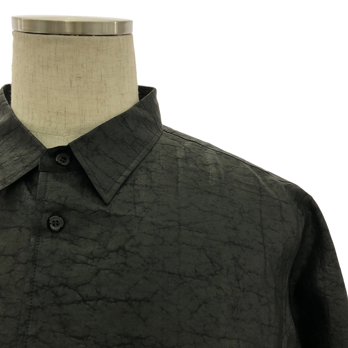 [品相良好] MAHITO Motoyoshi / Mahito Motoyoshi |泥濘絲綢切換外套襯衫 | L |黑色 |男士