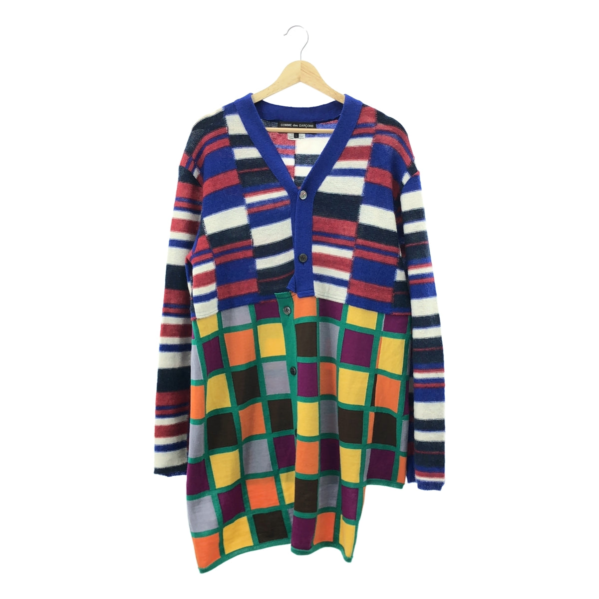 【美品】  COMME des GARCONS HOMME PLUS / コムデギャルソンオムプリュス | 2020AW | カラーレジスタンス期 / 総柄 ドッキング 切替 ロングカーディガン | L | マルチカラー | メンズ